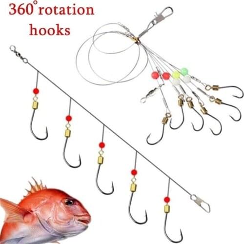Multi-sizes Carbon Steel Swivel Fishhooks with 5 Small Hook Rigs Swivel Fishing Tackle Lures Pesca Baits String Hook Accessories