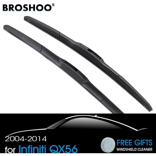 BROSHOO Car Styling Wipers Blade Natural Rubber For Infiniti QX56 ,2004 2005 2006 2007 2008 2009 2010 2011 2012 2013 2014