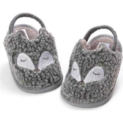 Toddler Girl Boys Shoes Plush Flip Flop Shoe Newborn Baby Autumn Winter Cotton Indoor Warm Soft Sole First Walking Shoes