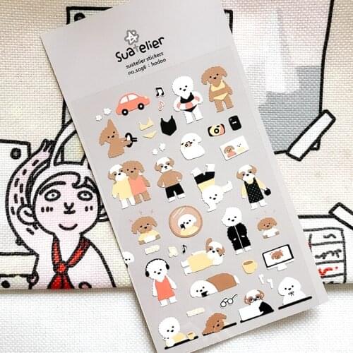 Sonia Hodoo Poodle Teddy Dog Stickers Cute Cartoon Animal Cut Dies Korean Suatelier DIY Hobby Material Craft Supplier Vendor