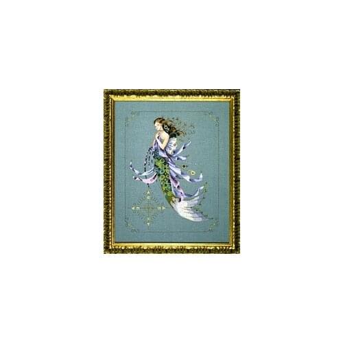 MD169 fish girl 2 counted 11CT 14CT 18CT 28CT sky blue fabric Cross Stitch embroidery needlework Sets home decor