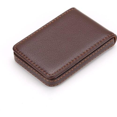 Vertical Magnetic Close Business Card Case PU Leather Name Card Case Bank Credit Card Box Cassette Custom Company Name LOGO