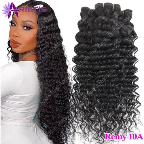 Arietis Hair Brazilian Deep Wave Hair Bundles Deep Curly Human Hair Weaves 100% Natural Human Hair Bundles Remy Hair Extension
