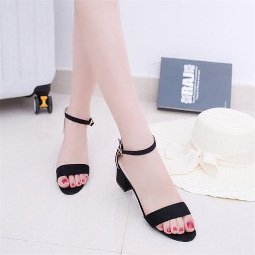 Womens shoes 2021 summer new thick-heeled high-heeled fashion sandals one word buckle shoes women sandals