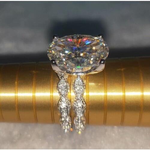 10K Au417 Gold Ring 10Carat DVVS Moissanite Diamond Ring Oval a set of ring Wedding Party Engagement Anniversary Ring Trendy