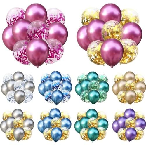 10pcs 12 inch Metallic Latex Balloons Confetti Helium Balloon Set Wedding Birthday Party Decoration Baby Shower Inflatable Balls