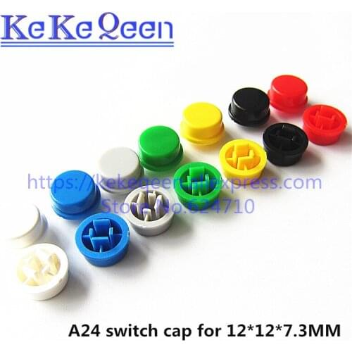 100pcs/lot Round Switch Button Cap A24 Can Be Used with 12*12*7.3 Switch (7 Colors)