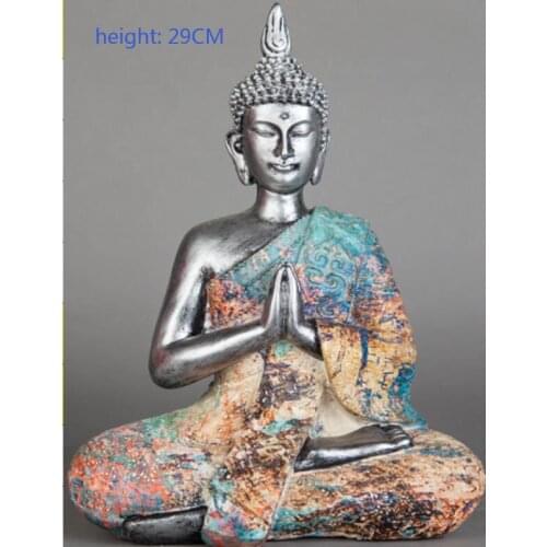 3pcs/set 21cm 29cm Painted painting Resin Three no monks buddha Sculpture monk Ornaments colored colorful home decor decoration