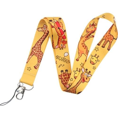 30pcs Giraffe animals Funny art Lanyard Neck Key Strap for Phone Keys ID Card Cartoon webbings ribbons