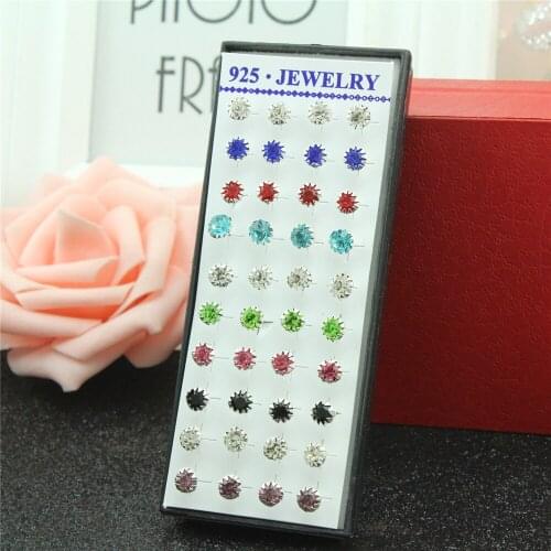 40ps/combo Free shipping jewelry earring The crystal that mix colour sunflower female silver earrings Sunflower earrings