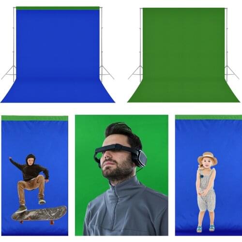 Andoer 1.5 * 2M/ 5 * 6.6ft Bi-Color Photography Backdrop Background Screen Washable Polyester-Cotton with 3pcs Backdrop Clamps