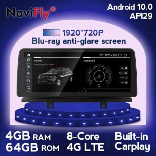 NaviFly 12.3" Carplay Android 10.0 DSP Car Radio Multimedia Video Player for BMW X5 F15 X6 F16 2014-2017 NBT System 1920*720