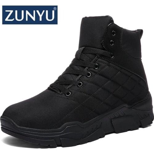 ZUNYU New Cheapest Winter Boots Men Fashion Fur Flock Winter Shoes Men Waterproof Winter Ankle Boots Men Warm Casual Men Boots