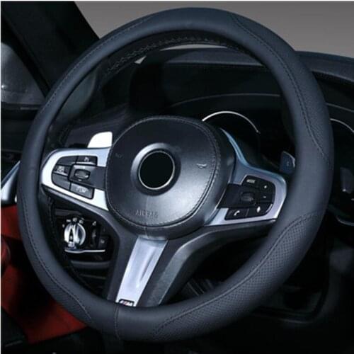 Car Steering Wheel Cover Breathable Sports Style Four Seasons Be Applicable Auto Decoration Carbon Fiber Non-slip Cover