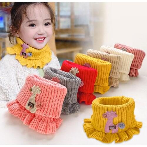 Kids Girls Boys Winter Knitted Infinity Scarf Neck Warmer Soft, Cartoon Circle Scarf Windproof Winter Neckerchiefs for Age 2-6