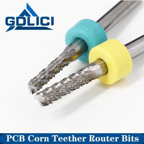 GDLICI PCB 3.175mm Shank Carbide Thread Mills Tungsten Corn Teeth Milling Bits CNC Milling Cutter Engraving Machine End Mill