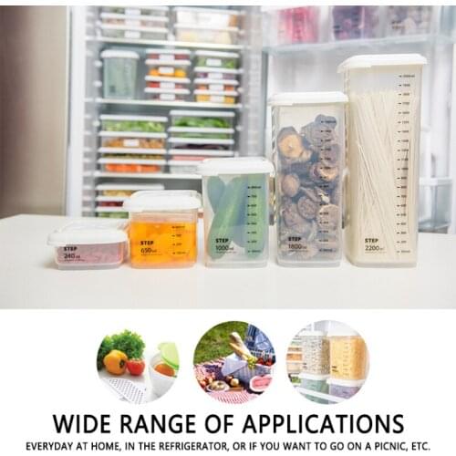 PP Grain Sealed Cans Kitchen Storage Box With Scale 5 Different Capacity Storage Tank Nut Snack Grain Containers Keep Fresh