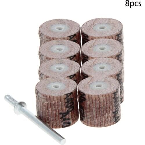 Hot 2/5/8pcs Φ15*15 Flap Wheels With A Shank 3mm Connecting Rod Alumina Grit 80/120/180/240/320/400/600 Louver Grinding Head