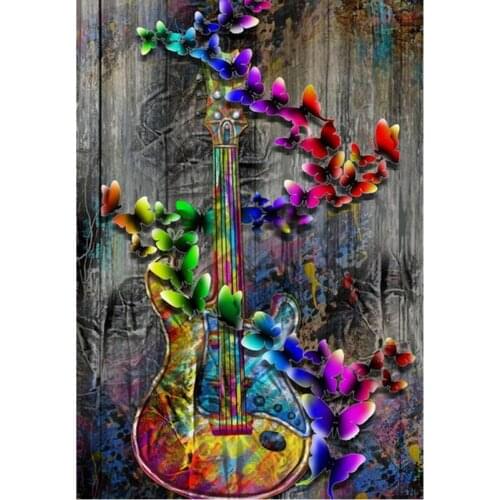 Hobby diamond embroidery butterfly guitar 5d diamond painting full diamond mosaic picture of rhinestones cross-stitch gift H555