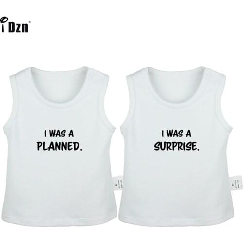 Baby Twins Summer Clothes I Was a Planned I Was a Surprise Baby Vest Funny Sleeveless T-shirt Newborn Cotton Tank Tops Pack of 2