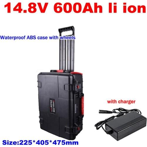 14.8V 600Ah li ion battery 15V no 12v 600Ah lithium battery Trolley for boat Inverter Solar energy storage + 20A charger
