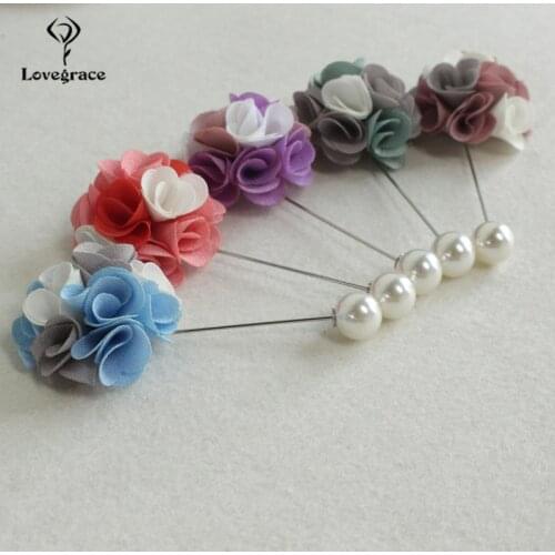 Lovegrace Fabric Flower Wedding Witness Corsage Brooch Pin Groom Boutonniere Brooch Corsage Wedding Planner Marriage Accessories
