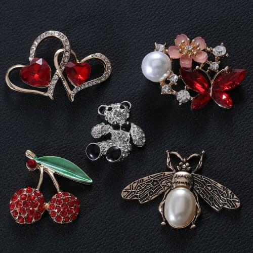15PCS Handmade Metal Decorative Buttons Crystal Pearl Flower Center Alloy Flatback Rhinestone Buttons Craft Supplies