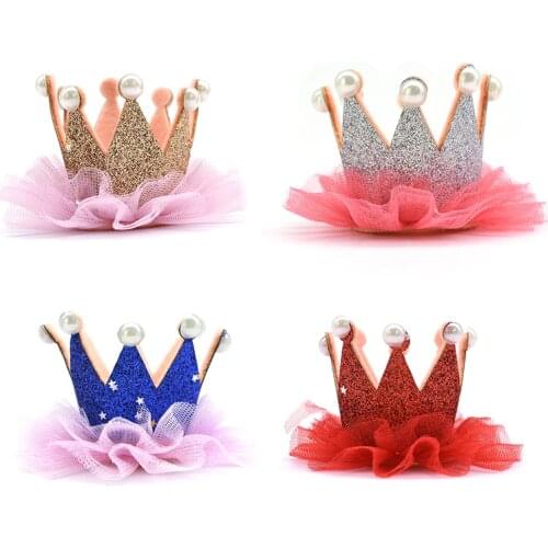 1pc Lovely Mini Crown DIY Rose Bear Accessories Tulle Flower Girl Birthday Party Decoration Photo Prop Valentines Gift Box Decor