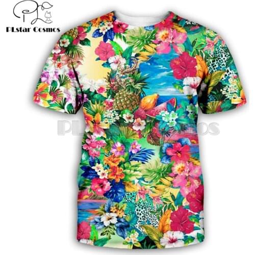 PLstar Cosmos 2019 Fashion Men t shirt Beautiful flower/pineapple 3D Printed Unisex novelty T shirts streetwear Casual tees