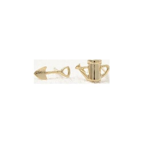 Fashion shovel and kettle stud earrings zinc alloy gardener tool stud earrings for women
