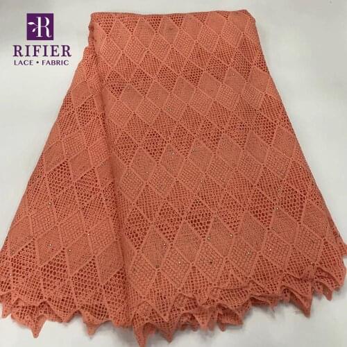Milk Silk Lace Sewing With Stones African Sexy Dresses Water Soluble Fabrics In Orange Embroidered Cord Mesh Laces For Dresses