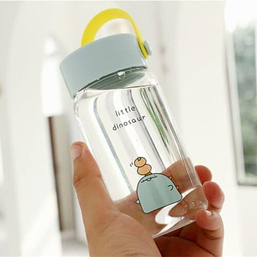 Cartoon Little Dinosaur Glass Kids Water Bottle Lovely Gift Cup Portable Handy Student Child Water Cup