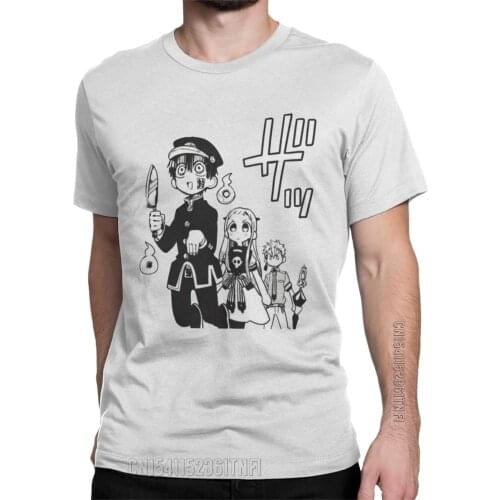 Men T-Shirts Jibaku Shounen Hanako-Kun Vintage Cotton Tees Classic Toilet Bound T Shirts Crew Neck Clothing Plus Size