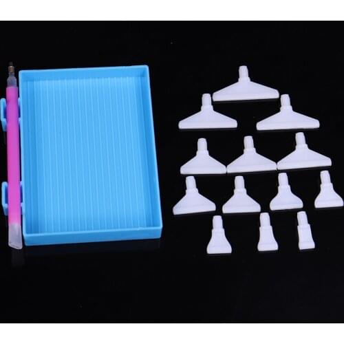 New 14pcs/Set Point Drill Pen Heads Kits Diamond Embroidery Accessories Tray Rhinestones Cross Stitch Cases Fast Tools Kit