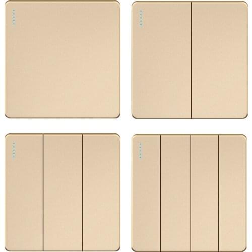 86 Type Wall Light Switch, 1 2 3 4 Gang 1 2 3 Way 10A 250V Matte Gold Large Panel Buttons Recessed Wall Rocker Switch