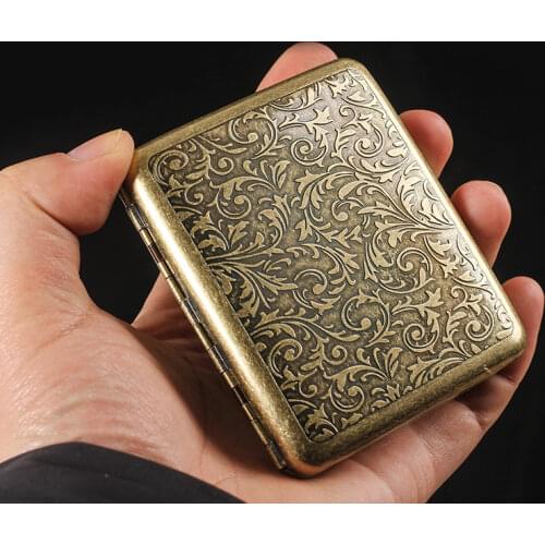 New 1pcs Ancientte pure copper chnology stainless steel personality metal cigarette box Cigarette Case Holder Mens Gadgets