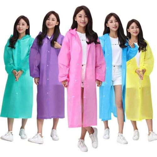 New Reusable EVA Women Man Kid Raincoat Thickened Waterproof Rain Poncho Coat Adults Clear Transparent Camping Hooded Rain Suit