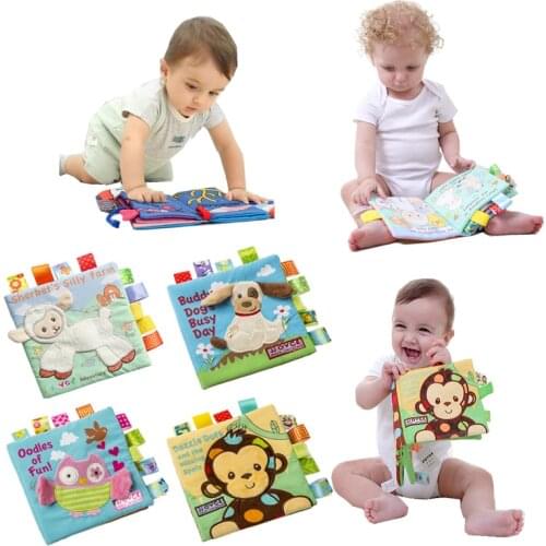 Animal Style Monkey Owl Dog Newborn Baby Toys Learning Educational Kids Cloth Books Cute Infant Baby Fabric Book Ratteles Toy