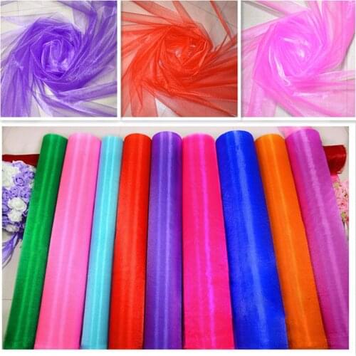 20M X 75CM DIY Organza Fabric Crystal Sheer Organza Tulle Roll Drapes Wedding Party Home Birthday Decoration 19 Color for Choose