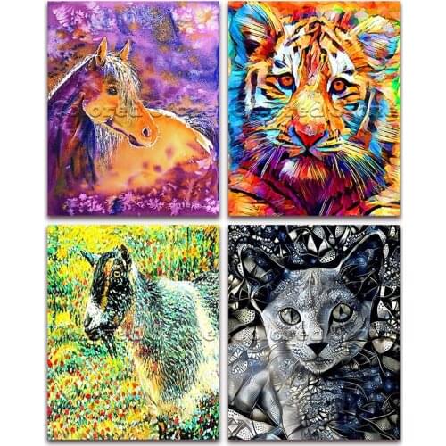 5D Full Square Diamond painting embroidery Cross stitch Animals colorful Horse tiger sheep cat 3D Round Drill Drawing mosaic 179