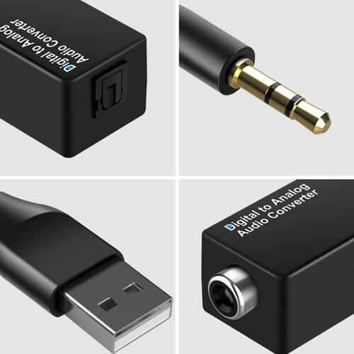 3.5mm Jack Optical Fiber Converter D15 Audio Converter DAC Digital to Coaxial Analog USB Decoder Adapter for PS-4 HDTV DVD