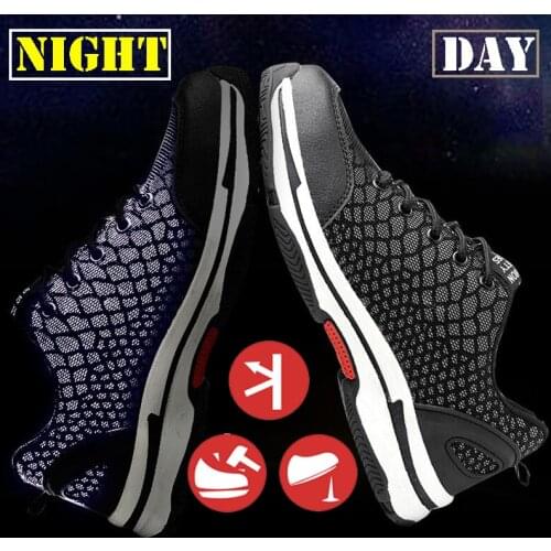 Steel Toe Work Safety Shoe For Men Reflective Safety Shoes Lightweight Industrial & Construction Sneakers Fast Shipping