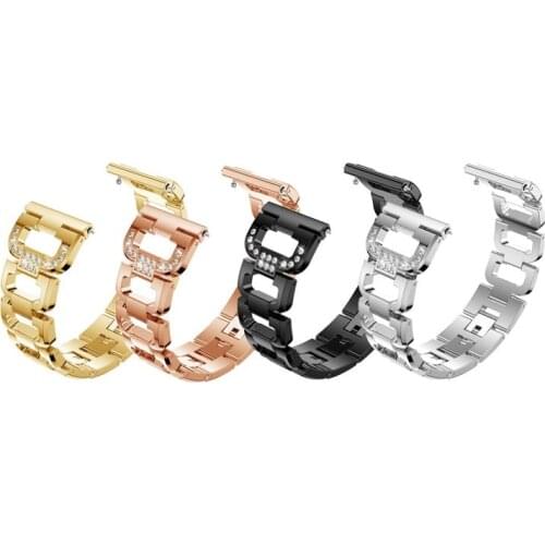 Smart Watch Strap D-Shaped Diamond-Set Stainless Steel Strap for Fitbit Versa Lite/versa2 Smart Watch Accessories