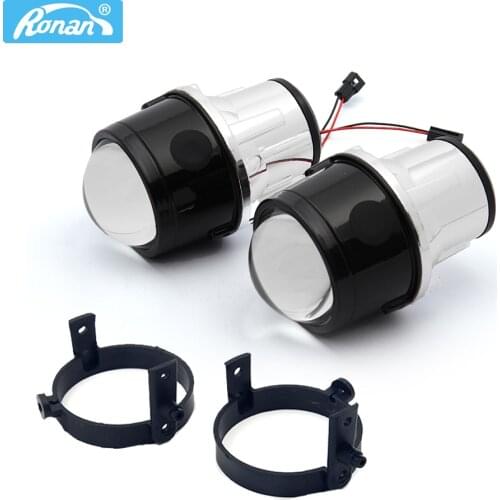 Ronan 2pcs H11 Metal holder use H8 H9 HID Bulbs 2.5''Bi-Xenon Fog Light Projector Lens Car Styling for CX5 CX7 MX5 DIY retrofit
