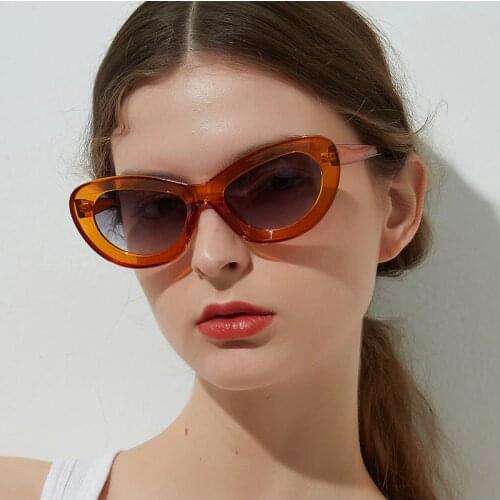 2018 New Fashion Cute Sexy Ladies Oval Cat Eye Sunglasses Women Vintage Brand Small Sun Glasses Female Male Orange Oculos 5258R