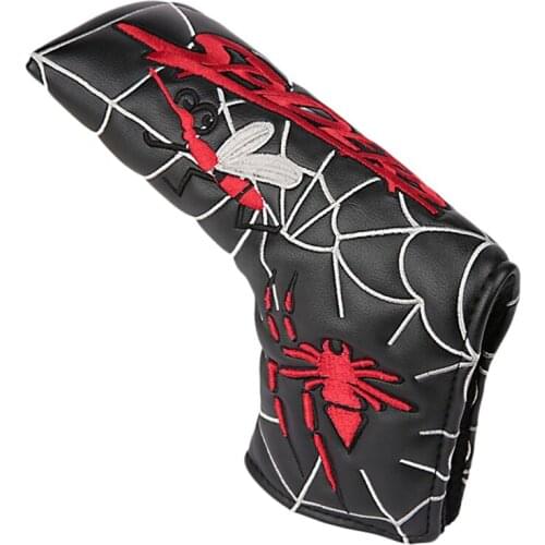 Top!-Golf Head Cover with Spider Embroidery Golf Mallet/Blade Putter/ Driver /Fairway Wood Black