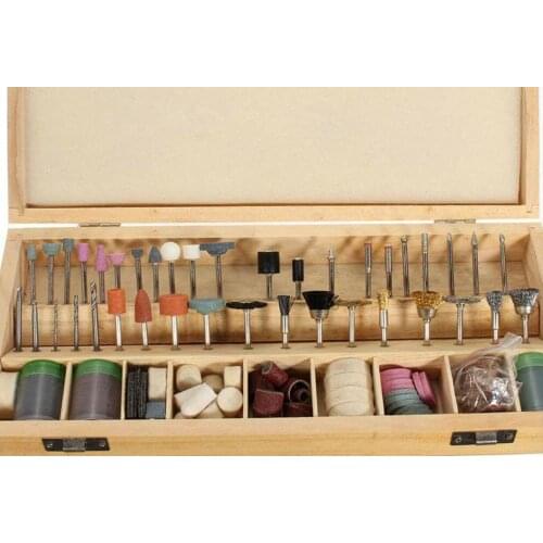 Jewelry Tool Rotary Power Tool Fits Dremel 1/8" Shank Sanding Polish Accessory Bit Set with Wooden Box