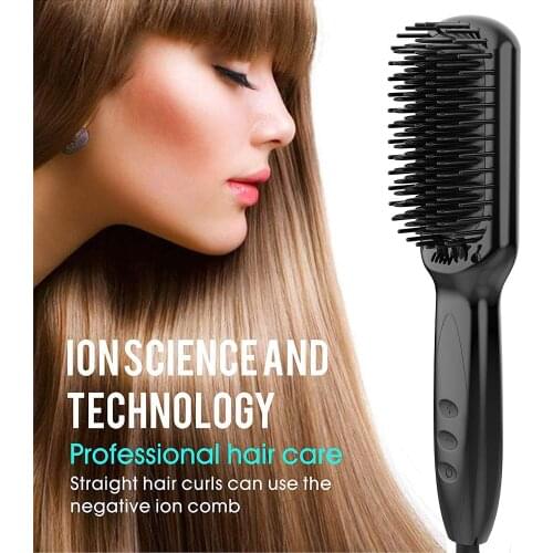 2 in 1 Hair Straightener Professional Titanium Flat Iron Digital Flat Curling Iron Comb For Beard Hair Straightening Curler