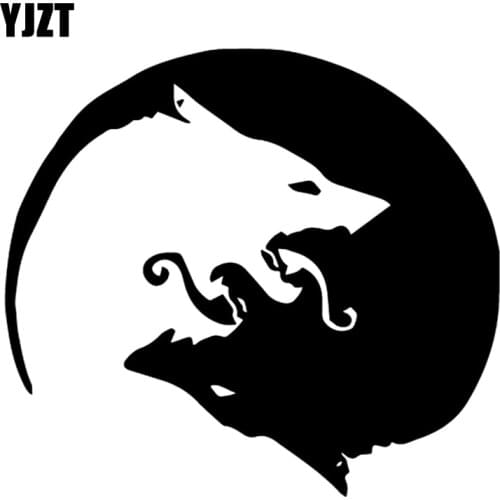 YJZT 15.8CM*14.3CM Black And White Wolf Tai Chi Decor Car Sticker Bumper Vinyl Decal Black/Silver C4-1038