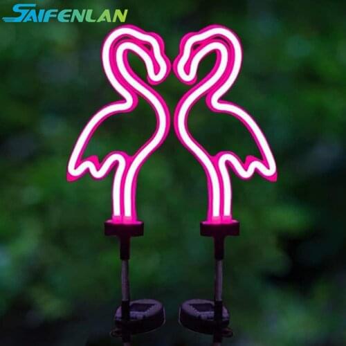 1/2/4 Pack Solar LED Neon Flamingo Lawn Lamp Solar Garden Stake Lights Outdoor Pathway Light for Lawn Patio Yard Walkway Decor